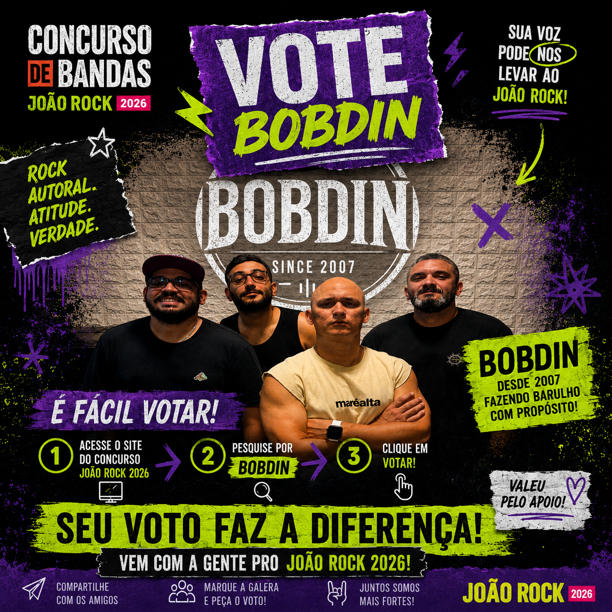 Bobdin mantém viva a essência do rock em Campo Grande e disputa votação nacional